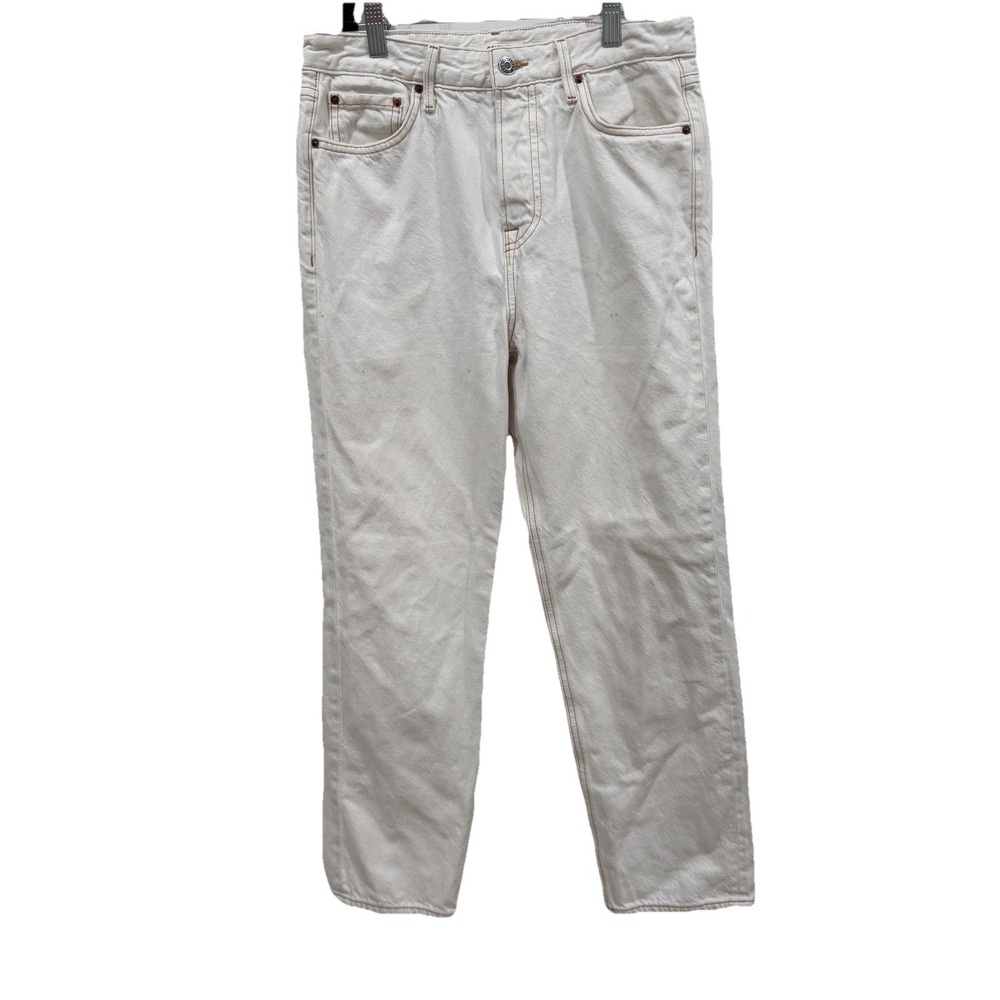GRLFRND Denim Jeans White Flag High Rise‎ Straight Crop Size 28